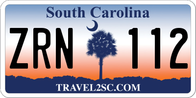 SC license plate ZRN112