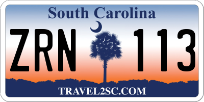 SC license plate ZRN113