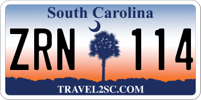 SC license plate ZRN114