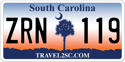 SC license plate ZRN119