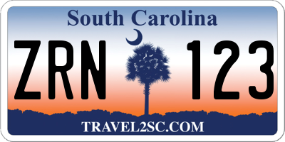 SC license plate ZRN123