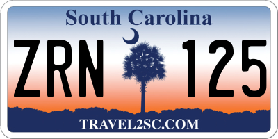 SC license plate ZRN125