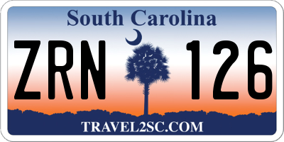 SC license plate ZRN126