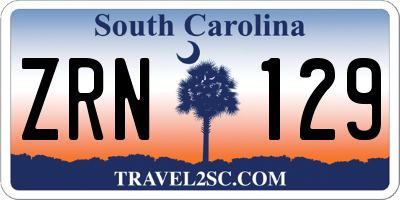 SC license plate ZRN129