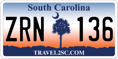 SC license plate ZRN136