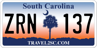 SC license plate ZRN137