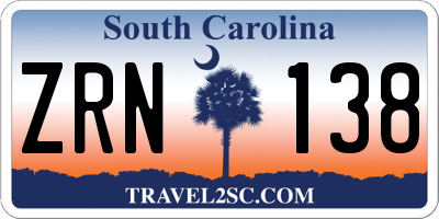 SC license plate ZRN138