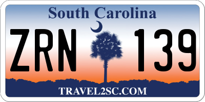 SC license plate ZRN139