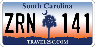 SC license plate ZRN141