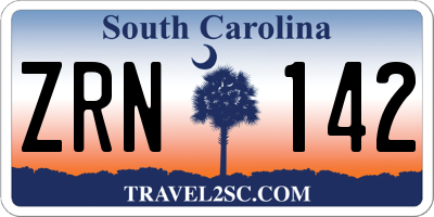 SC license plate ZRN142