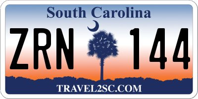 SC license plate ZRN144