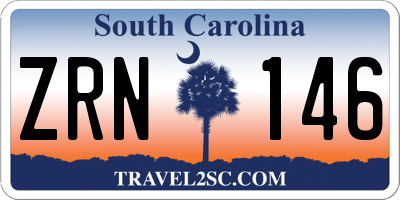 SC license plate ZRN146