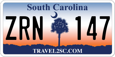 SC license plate ZRN147