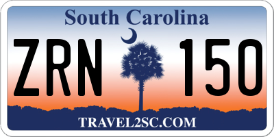 SC license plate ZRN150