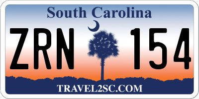 SC license plate ZRN154