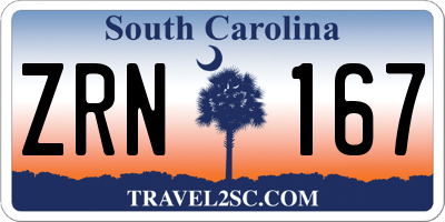 SC license plate ZRN167