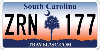 SC license plate ZRN177