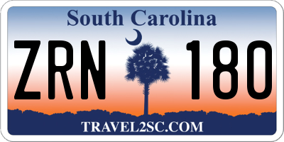 SC license plate ZRN180