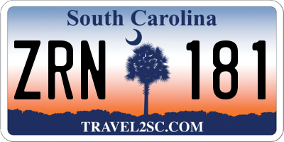 SC license plate ZRN181