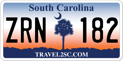 SC license plate ZRN182
