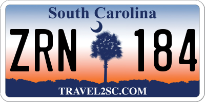 SC license plate ZRN184
