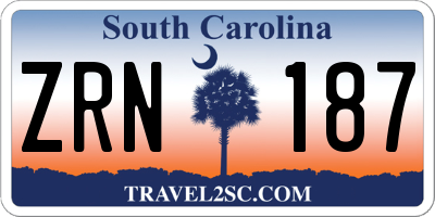 SC license plate ZRN187