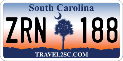 SC license plate ZRN188