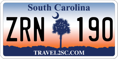 SC license plate ZRN190