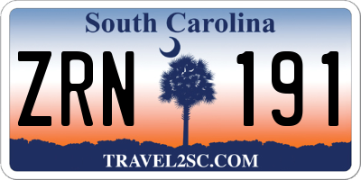 SC license plate ZRN191