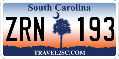 SC license plate ZRN193