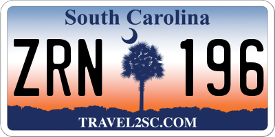 SC license plate ZRN196