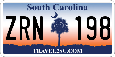 SC license plate ZRN198