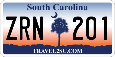 SC license plate ZRN201