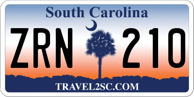 SC license plate ZRN210