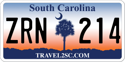 SC license plate ZRN214