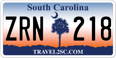 SC license plate ZRN218