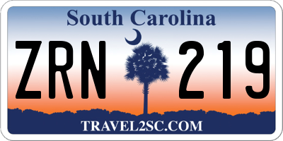 SC license plate ZRN219