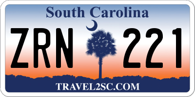 SC license plate ZRN221