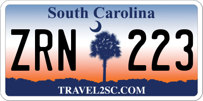 SC license plate ZRN223