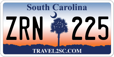 SC license plate ZRN225