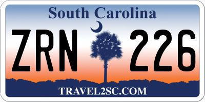 SC license plate ZRN226