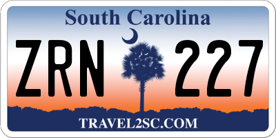 SC license plate ZRN227