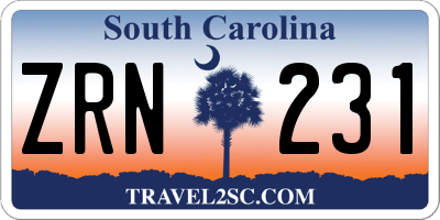 SC license plate ZRN231
