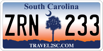 SC license plate ZRN233