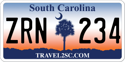 SC license plate ZRN234