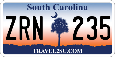 SC license plate ZRN235