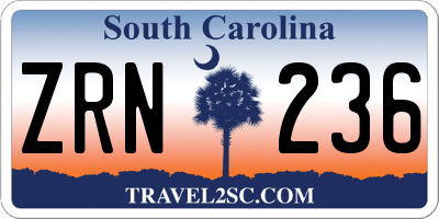 SC license plate ZRN236