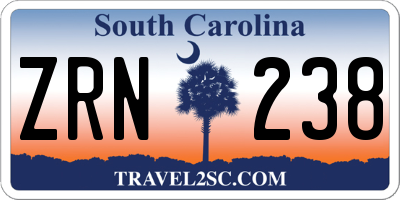 SC license plate ZRN238