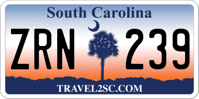 SC license plate ZRN239