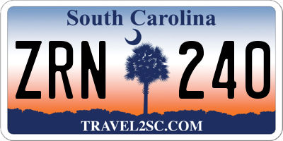 SC license plate ZRN240